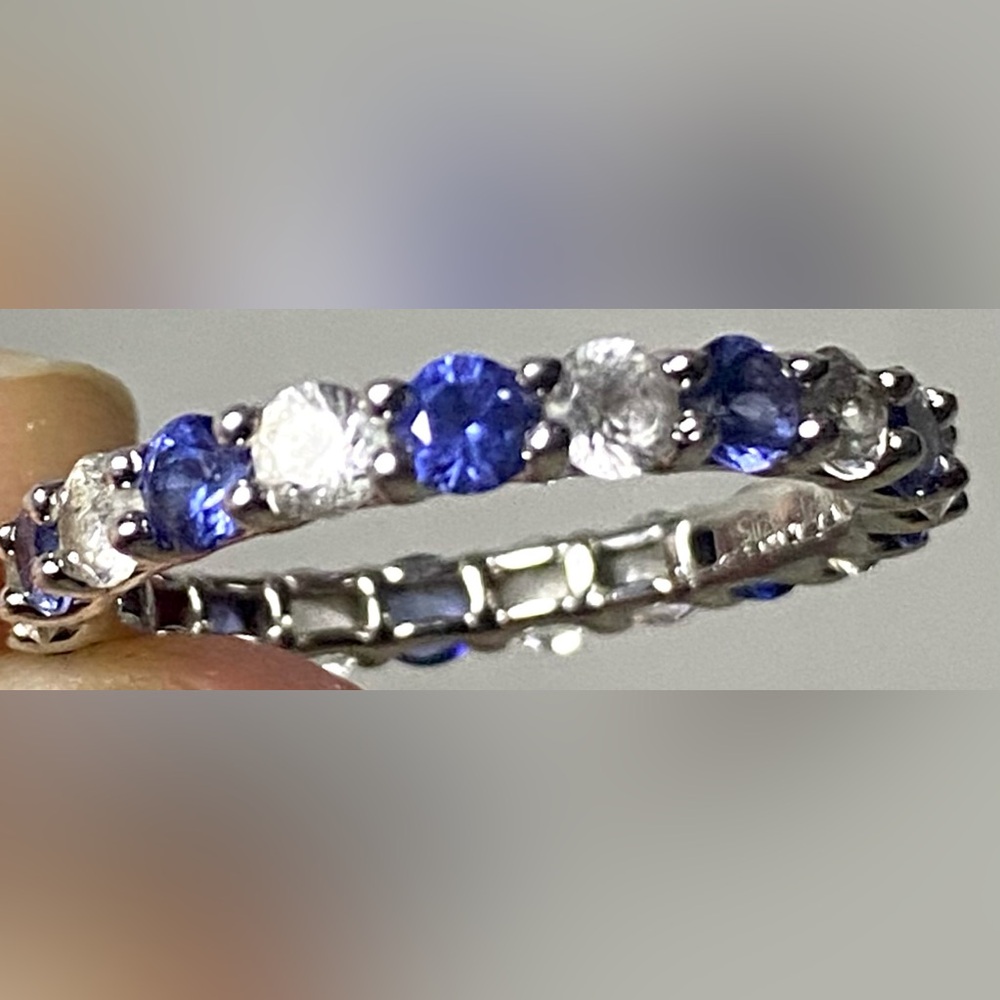 Levian Sapphire Sterling Silver Eternity Band - Picture 10 of 14